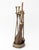 Victorian Style Brass Five-Piece Fireplace Tool Set, comprising: shovel, brush, broom, tongs and stand with circular base....
