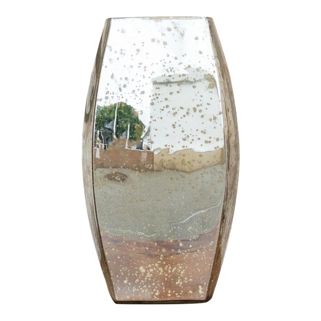 Silvered Tall Glass Vase For Sale