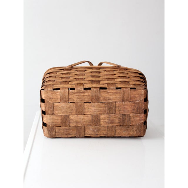 Vintage Splint Wood Picnic Basket For Sale - Image 14 of 16