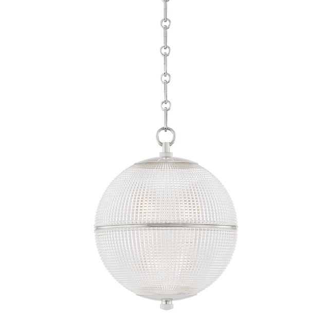 Transitional Mark D. Sikes 1 Light Sphere No. 3 Pendant, Small, Polished Nickel For Sale - Image 3 of 3