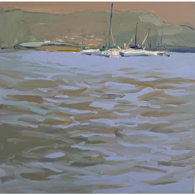 Discover the vibrant “Seascape and Boats” by German artist Liliya Nikolova, a 2024 original that beautifully captures the...