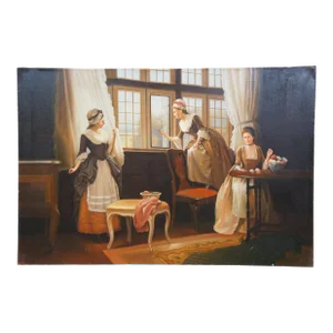 Fair Deceivers Parlor Ladies Oil Painting After Charles Haigh Wood