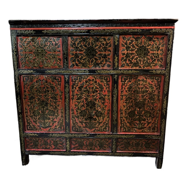 Early 20th Century Tibetan Wedding Cabinet For Sale