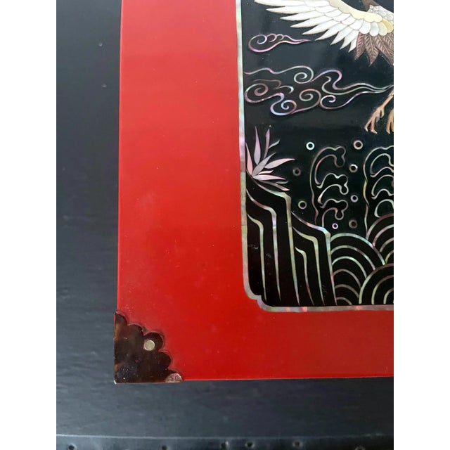 Paint Vintage Korean Mother-of-Pearl Inlay & Lacquer Box with Inner Tray For Sale - Image 7 of 13