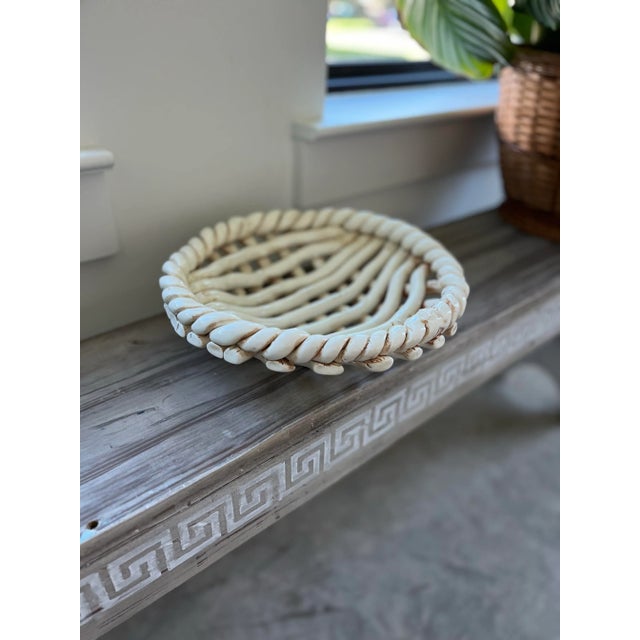 1960s Handcrafted Rustic Open Weave Ceramic Bowl For Sale - Image 9 of 12