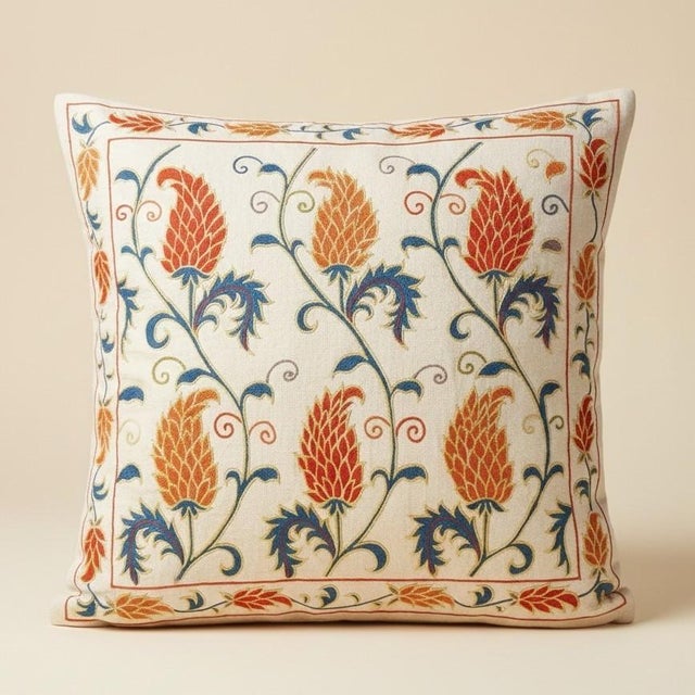 New Hand-Embroidered 100% Silk Cushion Cover – Authentic Uzbek Textile Art Elevate your home décor with this exquisite...