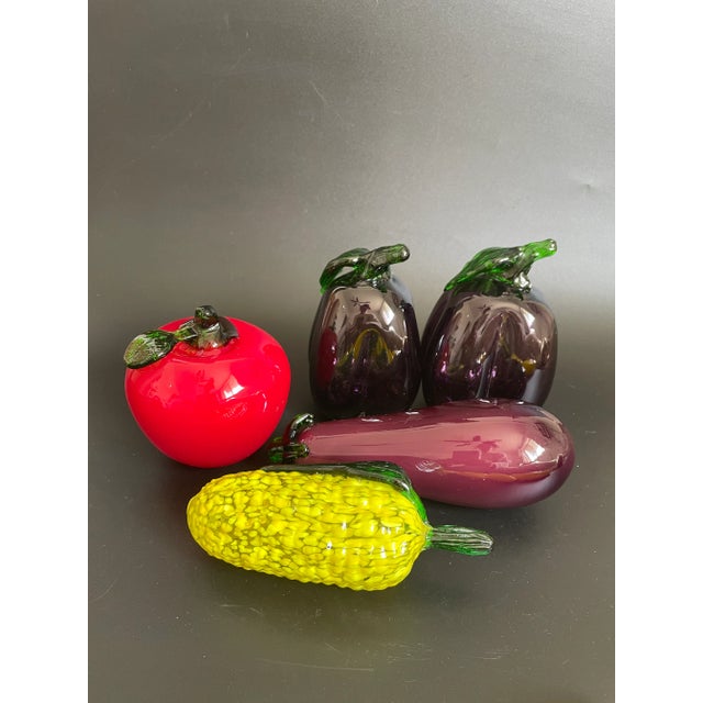 Mid-Century Modern Set of 11 Blown Glass Fruits and Vegetables For Sale - Image 3 of 12