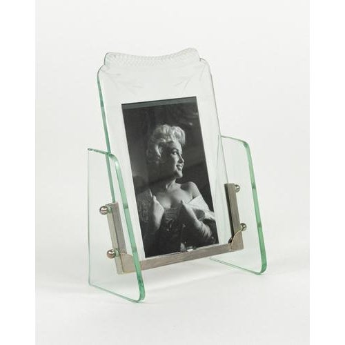 Mid-Century Picture Frame in Glass and Steel attributed to Fontana Arte, Italy, 1950s For Sale - Image 3 of 15