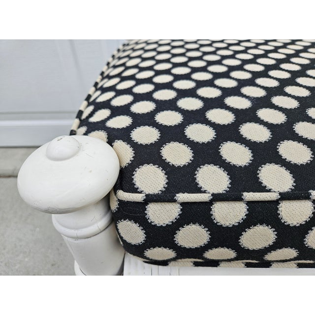 White and Black Rattan Bamboo and Reed Upholstered Bench For Sale - Image 10 of 18
