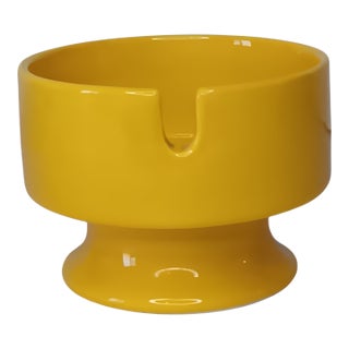 Vintage Retro Personal Ashtray Ceramic Bright Yellow by Fitz and Floyd Deep Bowl - MCM For Sale