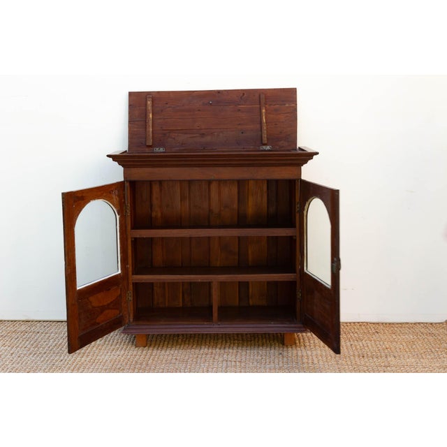 Antique Colonial Lift-Top Glass Malabar Cabinet For Sale In Los Angeles - Image 6 of 11