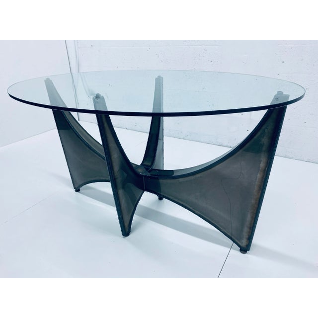 Mid-Century Modern Brutalist Steel Center, Dining or Console Table in the Style of Silas Seandel For Sale - Image 3 of 13