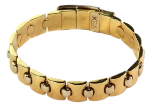 Mid 20th Century Kria Italy 18k Two-Tone Gold 12mm Wide Flexible Link Bracelet