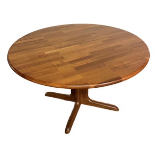 Danish Modern Solid Teak Dining Table With Leaf For Sale