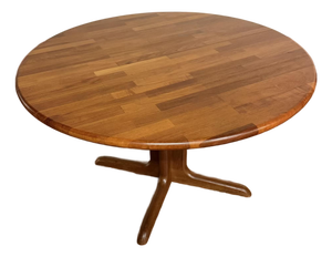 Danish Modern Solid Teak Dining Table With Leaf