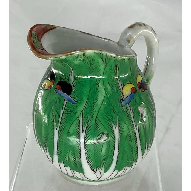 Early 20th Century Antique Chinese Export Porcelain Famille Verte”boc Choy Leaf” Creamer Pitcher For Sale - Image 5 of 12