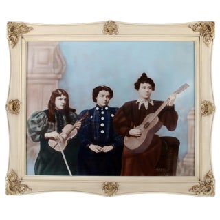 Antique Ladies' String Band Hand-Colored Photograph For Sale
