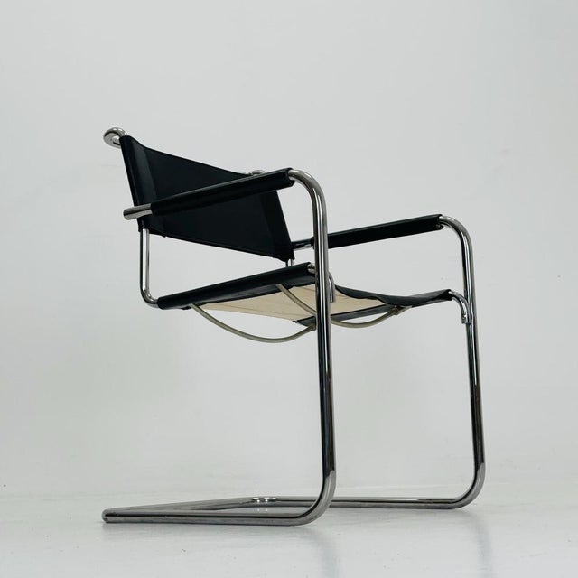 Contemporary Vintage S34 Cantilever Chair in Black Leather by Mart Stam for Thonet, 1980s For Sale - Image 3 of 11