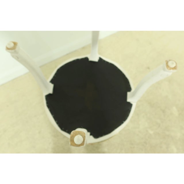 Pair Round French Painted Ottoman or Stools W. Pheasant Upholstery For Sale In Philadelphia - Image 6 of 7