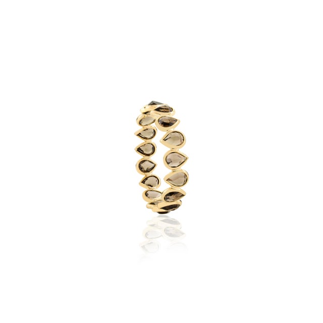 Not Yet Made - Made To Order 18k Yellow Gold Smoky Topaz Eternity Band Ring Size 5.5 For Sale - Image 5 of 10