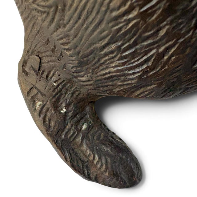 Mid 20th Century Bronze Bunny Rabbit Sculpture With Woven Brass Baskets Edwardian-Style For Sale - Image 15 of 18