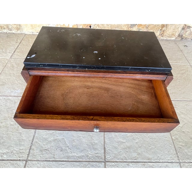 Art Deco Walnut Nightstand with Black Marble Top, 1920s For Sale - Image 17 of 18