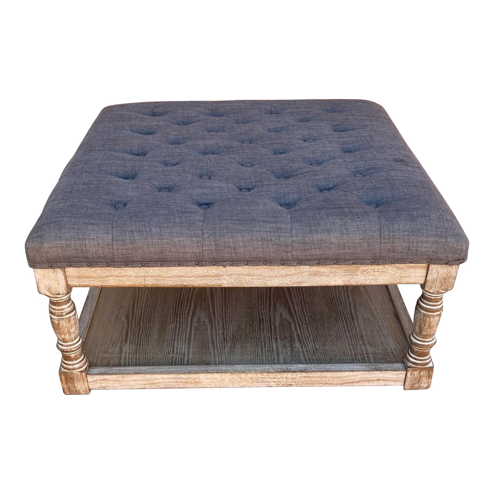 Restoration Hardware Style Grey Tufted Coffee Table Chairish