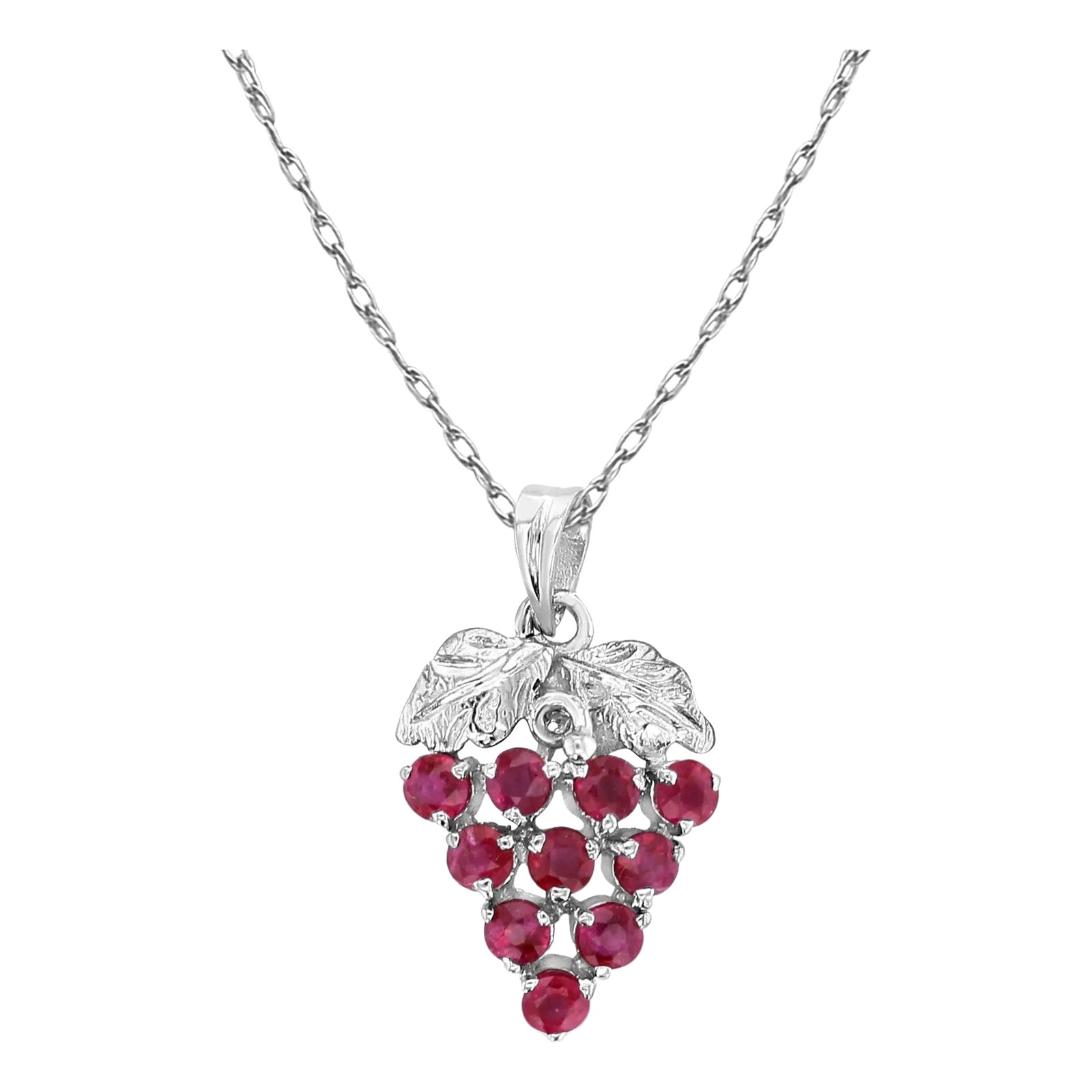 Ruby Grape Cluster Pendant 14k Yellow Gold | Chairish
