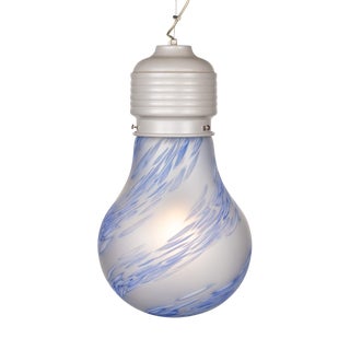 Italian Hand Blown Light Bulb Shaped Ceiling Light from by Due P, 1980s For Sale