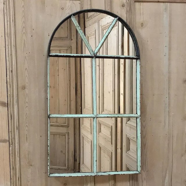 Industrial Antique Industrial Iron Mirror For Sale - Image 3 of 9