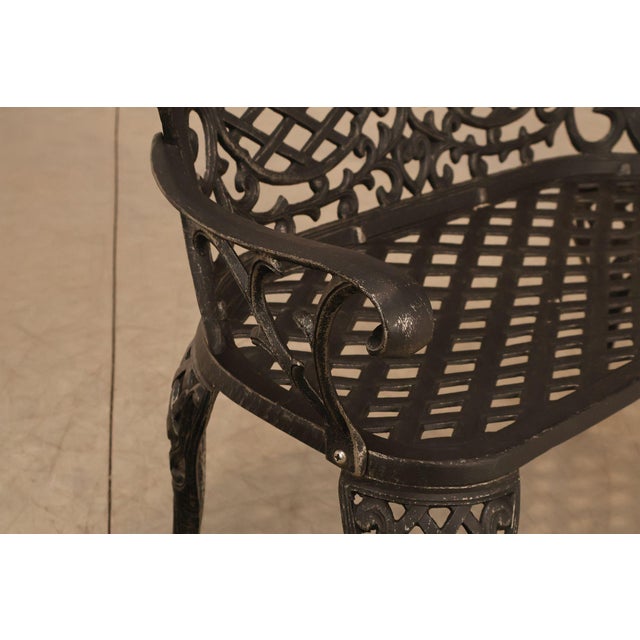 Cast Aluminum Garden Bench With Ornate Lattice Back For Sale In Philadelphia - Image 6 of 18