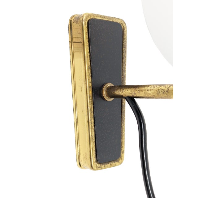 Mid-Century Italian Black Metal, Brass and Opaline Glass Sconces, 1950s, Set of 2 For Sale - Image 18 of 18