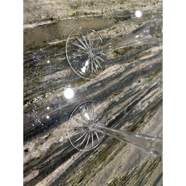 1980s Pair of Cobalt Blue and Clear Cut Crystal Godinger Edinburgh Hock Wine Glasses For Sale - Image 11 of 11