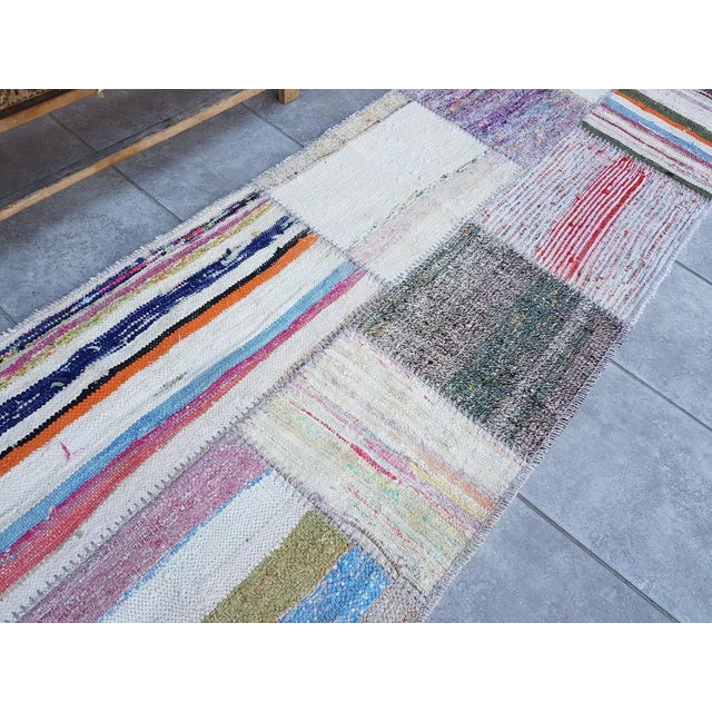 1950s Turkish White Purple Ethnic Rug For Sale - Image 4 of 10