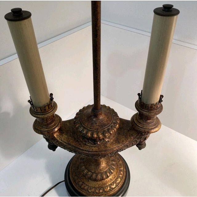 Vintage Bronze Double Candlestick table Lamp, by Frederick Cooper. Bronze metal finish, wooden base finished in bronze....