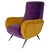 Mid-Century Italian Purple and Yellow Armchair with Wood Conical Legs, 1960s For Sale - Image 14 of 14