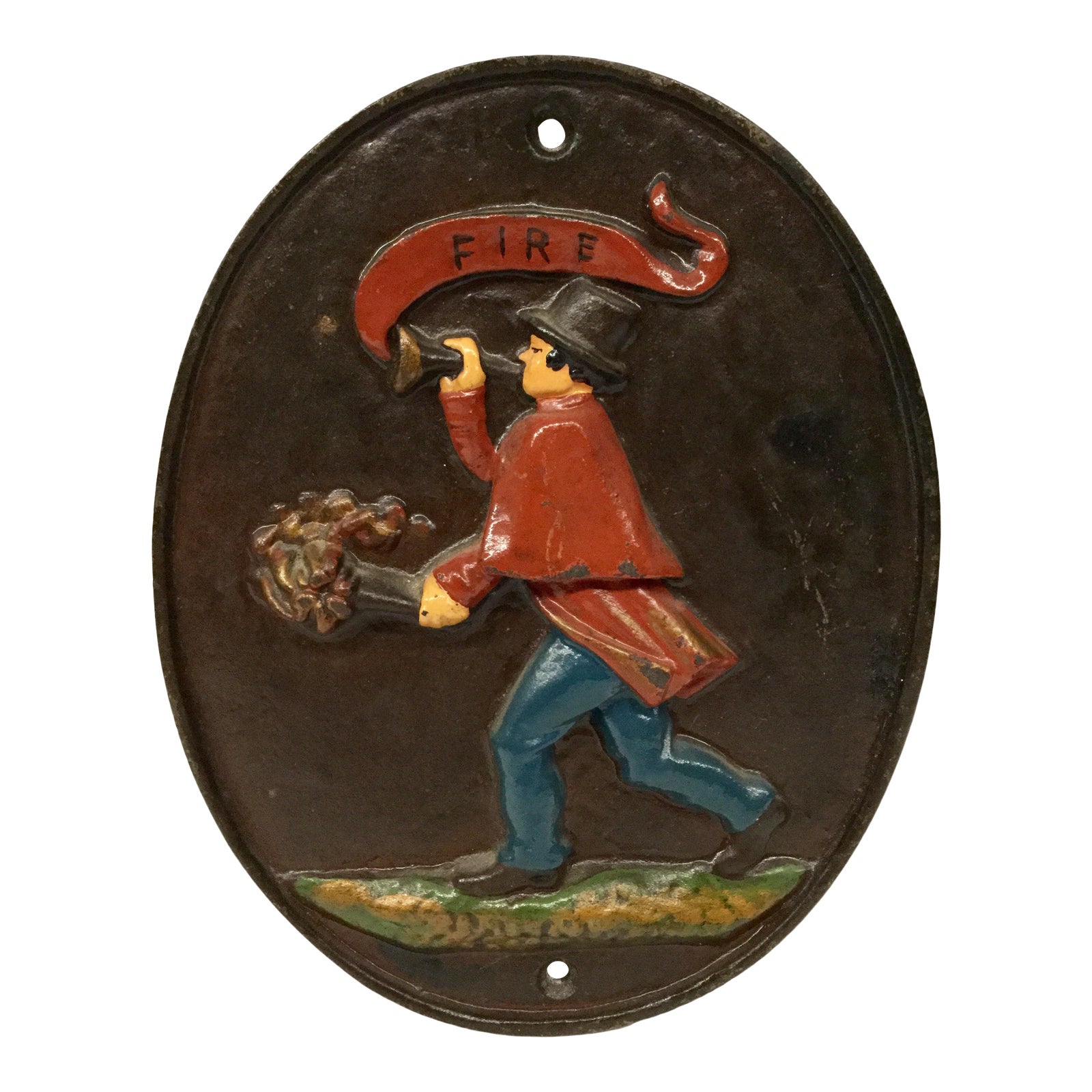 Vintage Wilton Heavy Cast Iron Fireman Fire Department Plaque Chairish