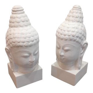 Zen Buddha Head Bookends/Figurines For Sale