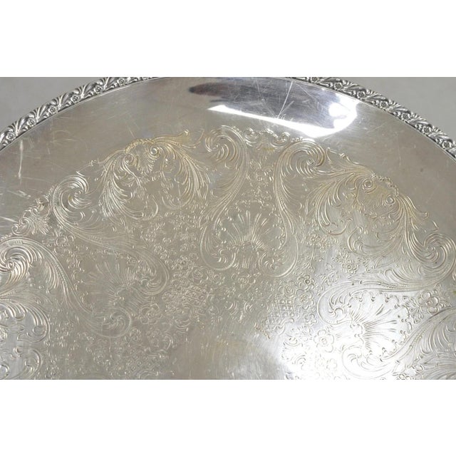 Vintage Wm Rogers 767 Victorian Style Round Silver Plated Serving Platter Tray For Sale - Image 4 of 10