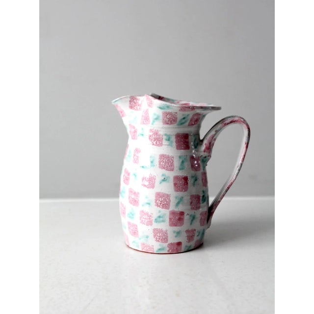 Vintage Heart Pattern Studio Pottery Pitcher and Plate For Sale - Image 11 of 13