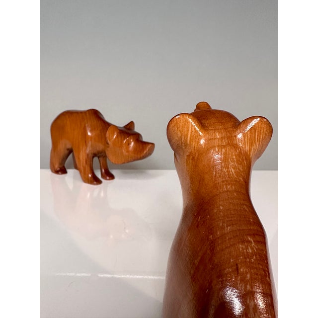 Hand-Carved Bear Animal Figurines, Rhön, Germany, 1960s, Set of 2 For Sale - Image 16 of 18