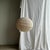 Contemporary Large Round Pink Japanese-Style Rattan and Natural Linen Pendant Light For Sale - Image 3 of 18