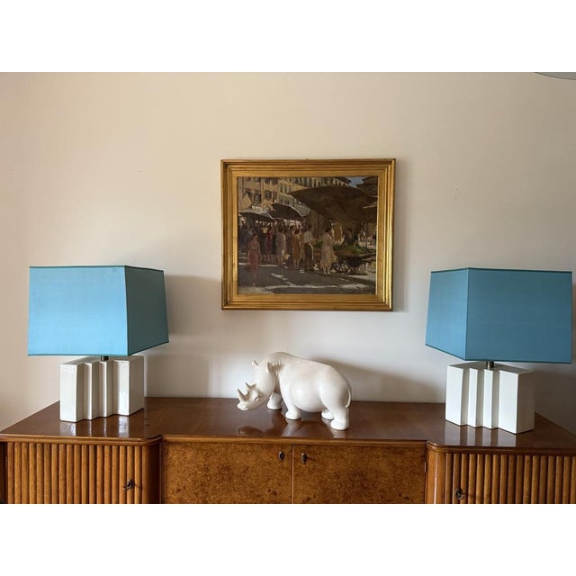 Mid-Century Modern Hollywood Regency French Ceramic Table Lamps, 1970s, Set of 2 For Sale - Image 3 of 18