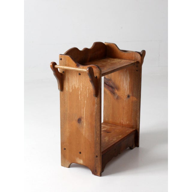 Antique Pine Washstand With Towel Bars and Two Shelves For Sale - Image 11 of 14