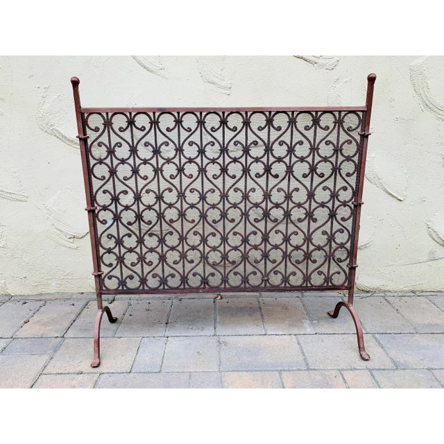 Late 19th Century Antique Late 19th Century Spanish Wrought Iron Fireplace Screen For Sale - Image 5 of 11