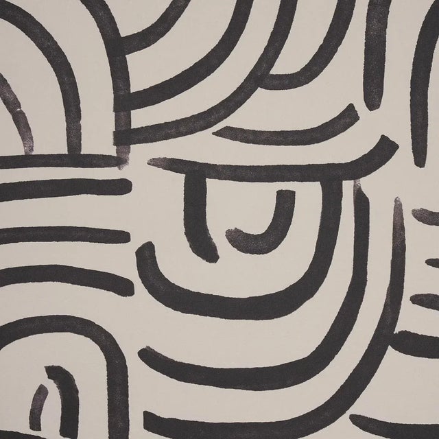 Mid-Century Modern Schumacher x Backdrop New Beat Wallpaper in Carbon For Sale - Image 3 of 4