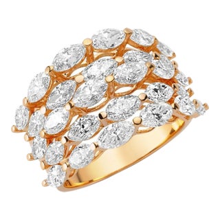 The Luciana 5 Row Lab Grown Diamond Cocktail Ring 14k, Size 5 For Sale