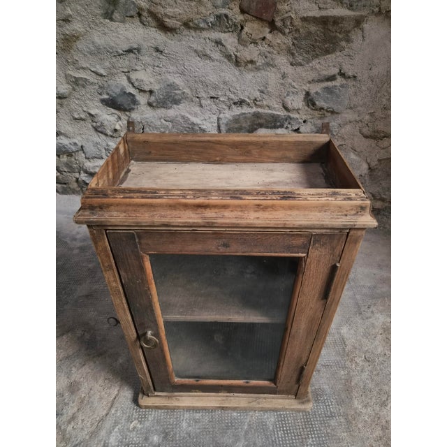Antique French Wall Cabinet in Pine and Oak with Glass Door, 1850s For Sale - Image 10 of 18