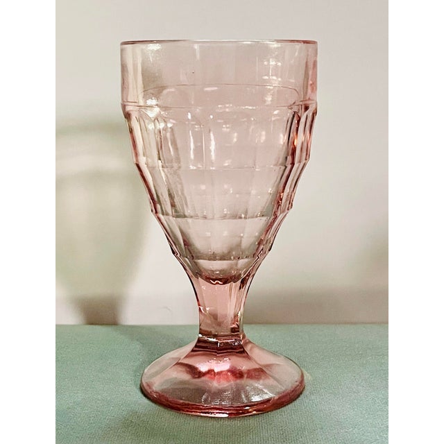 Art Deco 1930’s Pink Hazel Atlas Water Goblets- Set of 4 For Sale - Image 3 of 9