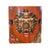 Orange Distressed Orange Tibetan Style Jewel Tower Graphic Round Drum Table For Sale - Image 8 of 8